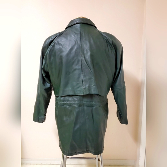 Green Leather Coat - Picture 3 of 8